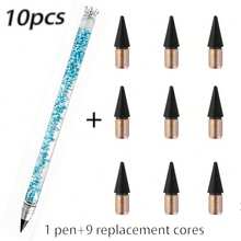 10pcs Crown Quicksand Eternal Pencils, No Sharpening Required Replaceable Nib Eternal Pencils, Cute Japanese Style Stationery, Suitable For Students Writing And Drawing - Sets - View 17