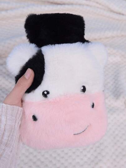 1pc Cute Water Filled Hot Water Bag With Faux Rabbit Fleece Cloth Cover, Girls Hot Compress, Warm Belly, Warm Water Bag, Small Size, Carry On Water Filling, Warm Hand Bag, Flushing Water, Warm Hand Bag, Christmas, Holiday Gift