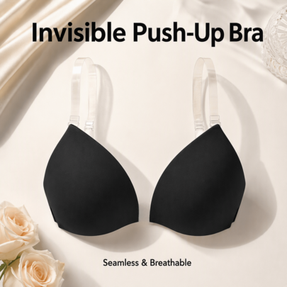 Seamless Front-Closure Invisible Breast Petals, Push-Up Lifting For Rounded Shape, Versatile For Wedding Dress, Strapless Dress, Reusable Bra