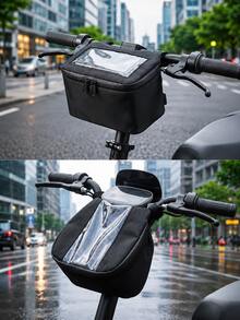 Motorcycle & Electric Scooter Handlebar Bag, 2 Styles, Transparent Touchscreen Phone Window, Front-Mounted Storage Bag, Horizontal Or Vertical Navigation Phone Holder, Keys, Electric Bike Riding Essentials - A - View 6