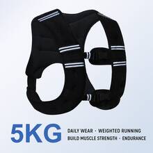 BSKT 3kg/5kg Iron Pellet Weighted Vest, Unisex Adult, Soft Breathable Neoprene, Double Buckle Adjustable Secure Fit Reflective Design, For Running, Fast Walking And Strength Training - Black - View 10
