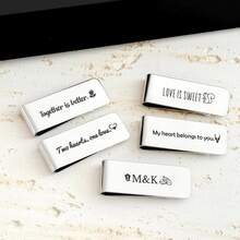 1pc Customized Text Engraved Money Clip, Gold Metal Material, Personalized Name & Blessing Message Engraving, Business Anti-Slip Tie Clip, Exquisite Minimalist Style, Suitable For Wedding Groom & Groomsmen, Men's Birthday, Anniversary, Father's Day Gift - Multicolor - View 6