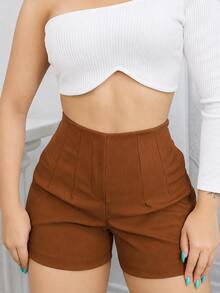 Women's High-Waisted Tailored Shorts - 棕色的. - 查看 1