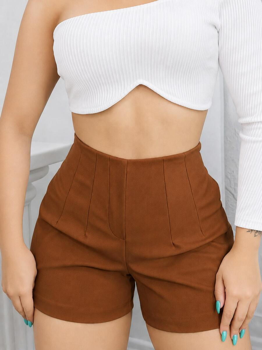 Women's High-Waisted Tailored Shorts - 棕色的. - 查看 1