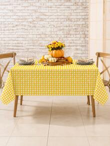 1/6/12PCS-137*274cm Yellow And White Plastic Checkered Tablecloth, Decorative Disposable Yellow Plaid Tablecloth, Suitable For Picnic, Farm, Birthday, Wedding Rectangular Tablecloth, Party Tablecloth - Yellow - View 6