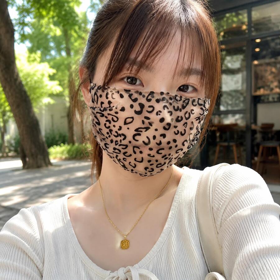 秋冬時尚豹紋防曬面罩 女款 特大眼角遮蓋 戶外遮陽 薄款透氣 - 彩色 - 查看 1