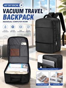 40*30*20cm Mochila de viaje con compresión al vacío, con bomba portátil, bolsa de viaje al vacío sellada de 35L, con sistema de vacío, bolsas de compresión transparentes, cubos de embalaje, múltiples bolsillos, tamaño aprobado por aerolíneas, mochila práctica para estudiantes y viajes al aire libre, disponible en varios colores - Multicolor - Ver 2