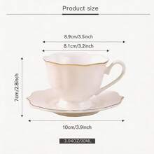 12-Piece 2.7oz/80ml Ceramic Espresso Cup & Saucer Set, 6 Cups + 6 Saucers With Elegant Gold Rim, White Demitasse Coffee Cups In Gift Box, Tea & Coffee Set For Home Café, Afternoon Tea, Wedding, Housewarming & Holiday Gift - White - View 5