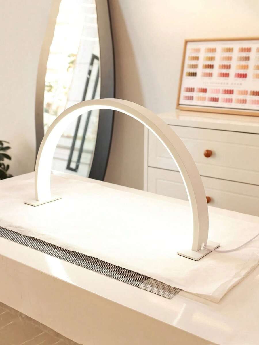 Small Crescent-Shaped Desktop LED Nail Lamp With Button Switch, USB Powered, 3-Color Adjustable Light, Suitable For Personal Nail Care, Vanity, Crafts, Desk, Bedside Table, Graduation Birthday Holiday Gift, Desktop Accessory, Home Decor, Accessory - Multi-color - View 1