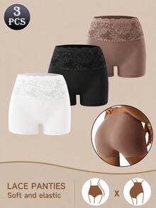 3pcs Girl's Lace Print Briefs, Comfortable & Skin-Friendly, Curve-Hugging, Anti-Chafing, Great Gift Choice, Everyday Wear - Multicolor - View 6