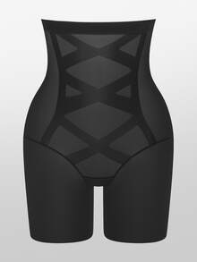 Women's Solid Color High Waist Casual Daily Waist-Shaping Shorts - Black - View 4