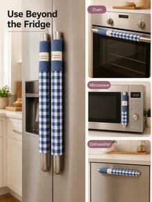 1 Pair Washable Fabric Refrigerator Door Handle Covers, Kitchen Appliance Handle Protectors For Fridge, Microwave & Oven, Helps Reduce Fingerprints, Smudges & Dust, Blue, Green Or Purple - Multicolor - View 9
