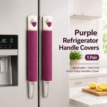 1 Pair Washable Fabric Refrigerator Door Handle Covers, Kitchen Appliance Handle Protectors For Fridge, Microwave & Oven, Helps Reduce Fingerprints, Smudges & Dust, Blue, Green Or Purple - Multicolor - View 13