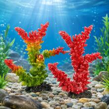 Artificial Coral Reef Aquarium Ornament Set, Gradient Branch Fish Tank Decor With Stable Rock Base, Aquascape Landscape Accessory - A - View 6
