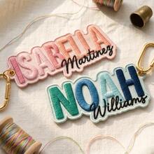 Embroidered Customized Name Keychain, Personalized Rainbow Pendant Gift, Colorful Letter Charm, Children's Backpack Bag Charm, Gift For Her, Rainbow Name Pendant - Embroidered Name Keychain - View 3