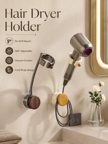 Hands-Free Wall-Mounted Hair Dryer Holder | 360° Rotating & Height Adjustable | Suction Cup Installation | Convenient Hands-Free Design | No Drilling Required | Durable & Sturdy Material | Autumn/Winter Essential | Suitable For Most Hair Dryers - Multicolor - View 2