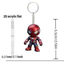 Panini 2D Flat Acrylic Spider Hero Keychain, Non-3D Cute Hoodie Character Bag Charm Accessory - Multicolor - View 11