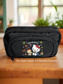 SANRIO Hello Kitty Print Cosmetic Storage Bag, Large Pencil Case Pouch,Cartoon Print Stationery Bag,Cosmetic Bag For Office & School Supplies Back To School - Multicolor - View 9