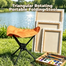 1pc 360° Rotating Folding Triangle Stool, Thickened Frame With Tear-Resistant 600D Oxford Fabric, Heavy Duty Weight Capacity, Stable Center Of Gravity, Anti-Tip, Wide Base For Comfortable Long Sitting, Storage Bag Included, Unisex Outdoor Camping Stool, Suitable For Camping, Fishing, Queuing, Sketching And More, Perfect Holiday Gift - Multicolor - View 6