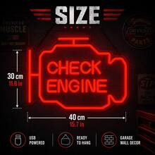 1pc Neon Sign Low Voltage Soft Glow LED Silicone With USB Switch Cable, Car Check Engine Style Yellow Engine Shape Ambient Light Decor For Auto Repair Shop Garage Bedroom Game Room - Multi-color light - View 15