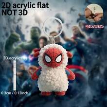 Panini 2D Flat Acrylic Spider Hero Keychain, Non-3D Cute Hoodie Character Bag Charm Accessory - Multicolor - View 2