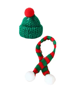 Mini Knitted Christmas Hat & Scarf Set, Red Green Red White Striped Yarn Wine Bottle Decor, Holiday Table Wine Glass DIY Atmosphere Ornament Accessory - Miniature Decoration - View 17