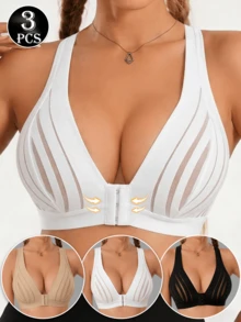 3pcs/Set Personalized Sexy Bra, Casual Bra Lingerie, Daily Wear Tank Top For Women, All Day Comfort - Multicolor - View 2