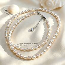 A Natural Strong Light Freshwater Pearl Necklace With Few Flaws For Women's Daily Wear, Suitable For Wearing Pure Silver Material As A Gift For Mom - 3-4mm (5A) Necklace - View 3