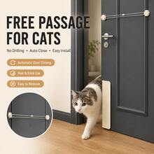 Cat Two-Way Automatic Door Closer - No-Drill Pet Passage, Durable Plastic Material, Easy Installation, No Disassembly/Drilling Required - White - View 7