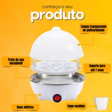 Cozedor Elétrico Ovos, Legumes 1 Andar Até 7 Ovos - Amarelo - Visão 7