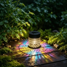 1件裝太陽能曼陀羅投影燈 戶外太陽能燈 空心鐵製花園裝飾燈 IP65 防水 適用於露台 草坪 陽台 樓梯 庭院 RGB 與暖白色變色燈 萬聖節聖誕節戶外裝飾擺件 - 亮光 - 查看 11