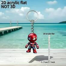 Panini 2D Flat Acrylic Spider Hero Keychain, Non-3D Cute Hoodie Character Bag Charm Accessory - Multicolor - View 6