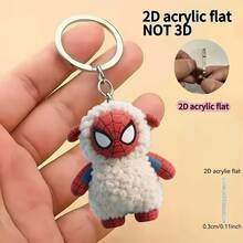 Panini 2D Flat Acrylic Spider Hero Keychain, Non-3D Cute Hoodie Character Bag Charm Accessory - Multicolor - View 10