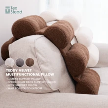 1pc Teddy Velvet 5-Section Back Support Pillow, Ultra Soft And Fluffy Lumbar Cushion, Versatile Neck And Backrest Pillow For Sofa, Office Chair Or Bed, Warm And Cozy, Skin-Friendly Fabric, Machine Washable, Ideal For Relaxing And Reading - Brown - View 9