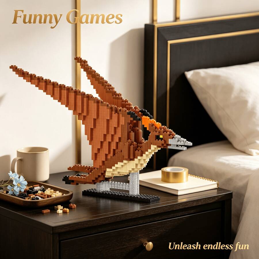 This 1397-Piece Building Block Lizard Dinosaur Is Cute And Adorable, Making It A Perfect Gift For Couples And Parents. The Assembly Difficulty Is Relatively High. It's An Ideal Gift For Christmas, Halloween, And The Back-To-School Season. - Multicolor - View 1