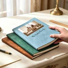 Customized Photo Leather Notebook Set | Personalized Notebook With Pen And Box | Engraved Diary, Suitable For Women, Graduation Gift, Bridesmaid Gift, Business Set - Multicolor - View 3