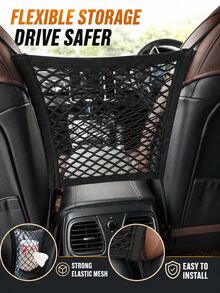 1pc Car Seat Middle Storage Mesh Pocket, Elastic Car Storage Net Bag, Front Row Divider Mesh, Universal Car Organizer Storage Bag - Multifunctional Storage Net - View 6