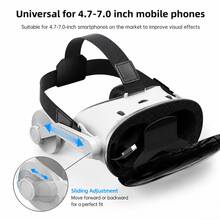 3D 行動 VR 頭戴式裝置，HD 沉浸式體驗，可調節 VR 眼鏡，內建耳機，舒適鼻墊，虛擬實境眼鏡，相容 iPhone 與 Android 手機，適用電影與遊戲 - 查看 3