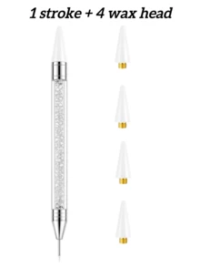 雙頭水鑽拾取筆 壓克力與金屬美甲工具，附 4 個蠟尖配件，適用於 DIY 美甲、寶石、水晶、珠飾，耐用精準設計，水鑽貼飾，透明筆身，高品質美甲用品配件 - 彩色 - 查看 13
