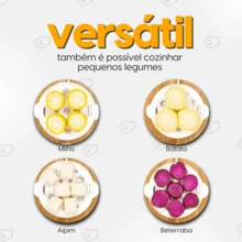 Cozedor Elétrico Ovos, Legumes 1 Andar Até 7 Ovos - Amarelo - Visão 3