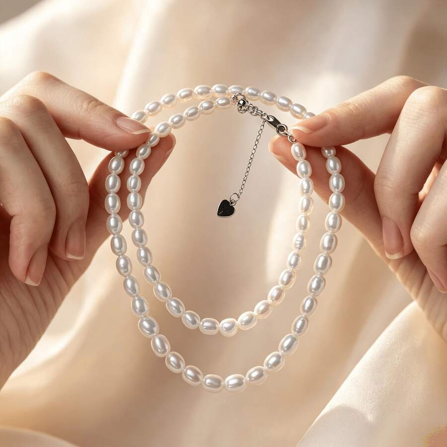 A Natural Strong Light Freshwater Pearl Necklace With Few Flaws For Women's Daily Wear, Suitable For Wearing Pure Silver Material As A Gift For Mom - 3-4mm (5A) Necklace - View 1