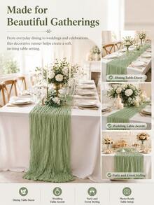 Runner da tavolo in garza di cotone, (60/90*180/300cm,45*275cm) colore unito, runner in garza stile boho per decorazione matrimonio, runner da tavolo romantico per matrimonio, festa di compleanno 10/3/1 pezzo - Runner da tavolo in garza - Visualizzare 6