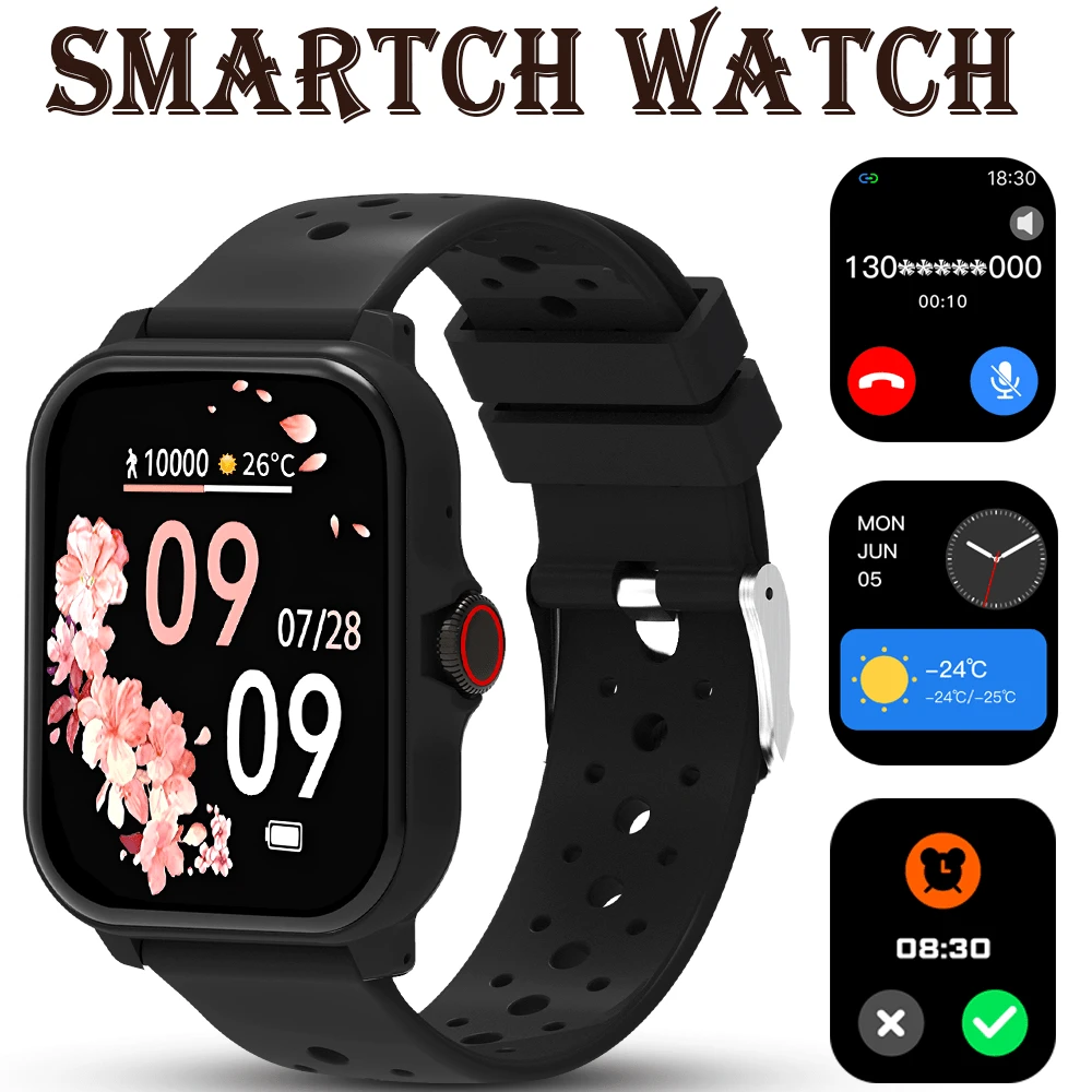 【Smart Watch】精選時尚男女運動智慧手錶，女款手錶，支援無線通話與訊息通知，計步器、卡路里、距離追蹤，運動模式，音樂控制，遠端拍照，鬧鐘提醒，多功能智慧手錶，男款手錶