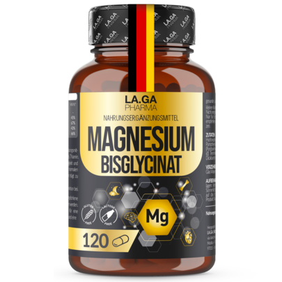 LA.GA Magnesium Bisglycinate (Up To 4 Months Supply), Complete Magnesium 120 Capsules With Vitamins B5, B6, And B1. Fatigue And Stress Supplement. Gluten-Free And Lactose-Free, Made In Italy.