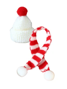 Mini Knitted Christmas Hat & Scarf Set, Red Green Red White Striped Yarn Wine Bottle Decor, Holiday Table Wine Glass DIY Atmosphere Ornament Accessory - Miniature Decoration - View 18