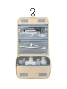 1pc,Large Capacity Hanging Hook Toiletry Bag,Waterproof Folding Handbag Travel Makeup Organizer Cosmetic Bag,Makeup Bag,Toiletry Travel Bag,Makeup Storage Bag,For Women Makeup Cosmetic Storage Bag,Multi-Function For Beach Vacation Holiday Business - 彩色 - 查看 17