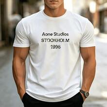 Camisetas de hombre, conjuntos de verano, ropa urbana estilo , camisetas de algodón - Blanco - Ver 1