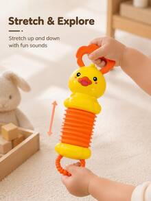 Soft Silicone Cartoon Duck Rabbit Accordion Baby Rattle Teether Toy, Stretchable And Foldable Sensory Musical Crib Toy With Crisp Bell Sound, Hand-Grip Chewable For Teething Relief, Montessori Early Education Fine Motor Skill Training Calming Soothing Toy, Lightweight Portable Travel And Tummy Time Play Toy, Ideal Gender-Neutral Baby Shower Registry Gift For Newborns, Toddlers, Boys And Girls Up To 18 Months - Multicolor - View 4
