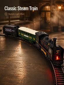 Children's Electric Train Set, Vintage Steam Locomotive With Lights, Sound, Smoke And Whistle, Includes Complete Track And Freight Cars, Great Christmas Tree Decoration, Suitable For Boys And Girls 3+ Years Old - Retro Miniature Train - View 11
