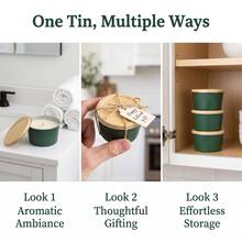 HIZTGHC 9/16pcs Empty Candle Tins With Wood Grain Lid, Matte Dark Green Mini Candle Tins, 2.56"*1.54"(6.5*3.9cm) Metal Candle Containers, Suitable For DIY Candle Making, Aromatherapy, Storage - Multiple Styles - View 10